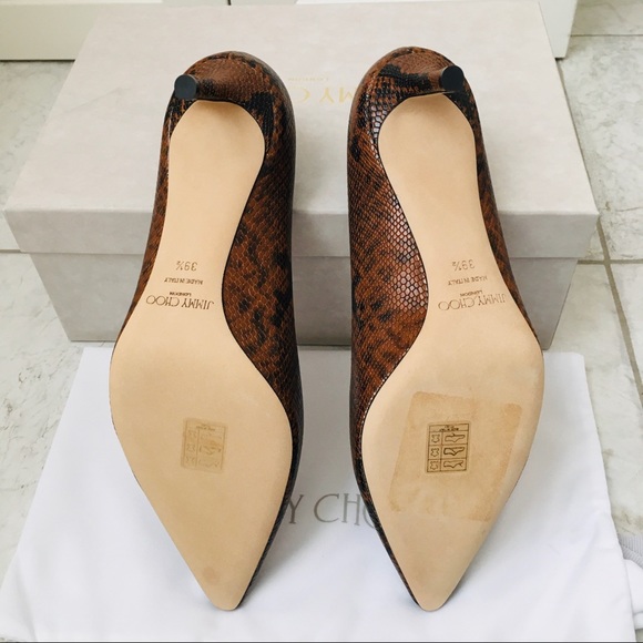 Jimmy Choo ROMY 60 CUOIO Snake Printed Leather Women’s Heels Pumps - Picture 14 of 16